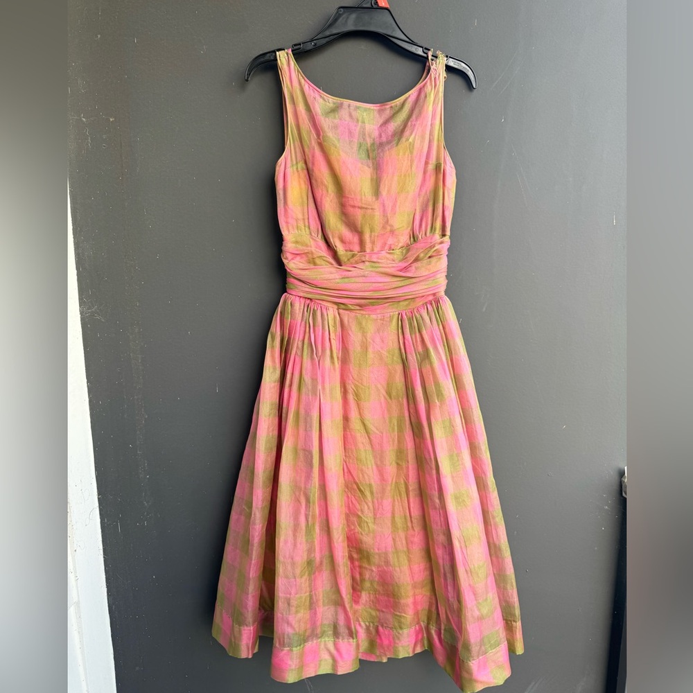 Vintage Gigi Young Checked Fit-and-Flare 50s 60s Dress